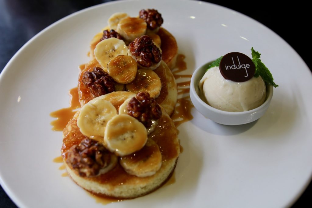 Salted caramel pancake with vanilla ice cream